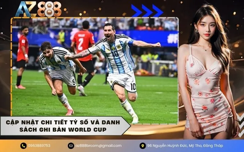 Cập nhật chi tiết tỷ số và danh sách ghi bàn world cup